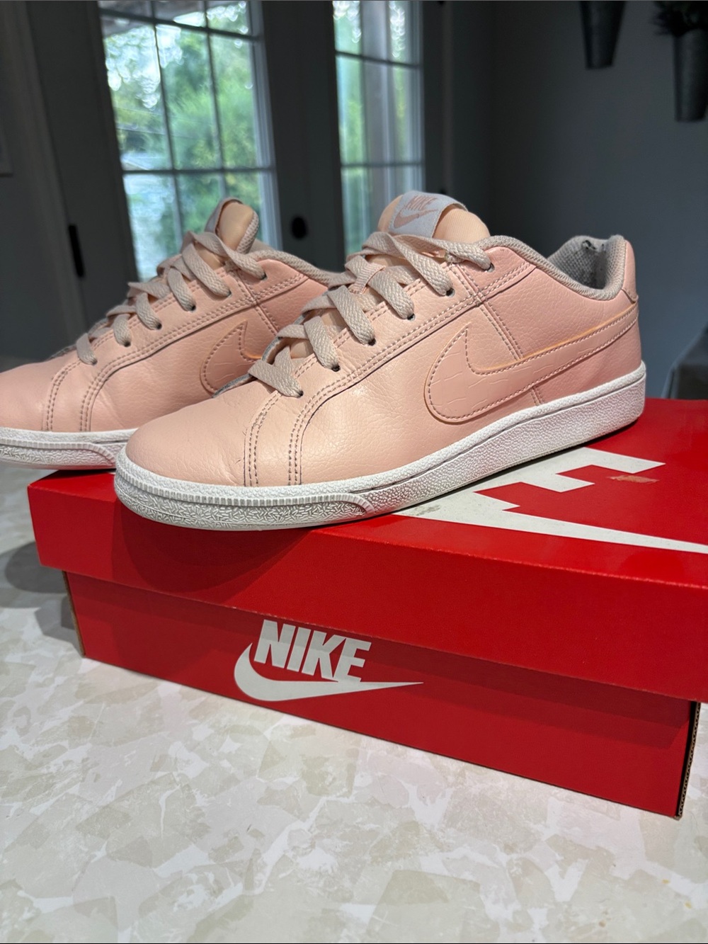 Nike Women’s Court Royale in Washed Coral Pink w/ Alligator Print Swoosh